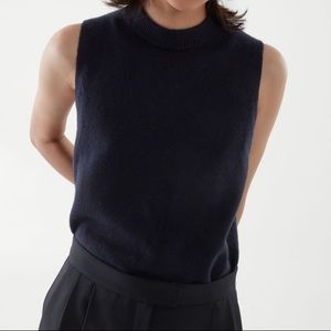 COS Relaxed Fit Cashmere Vest | Navy, Size XS | NWT